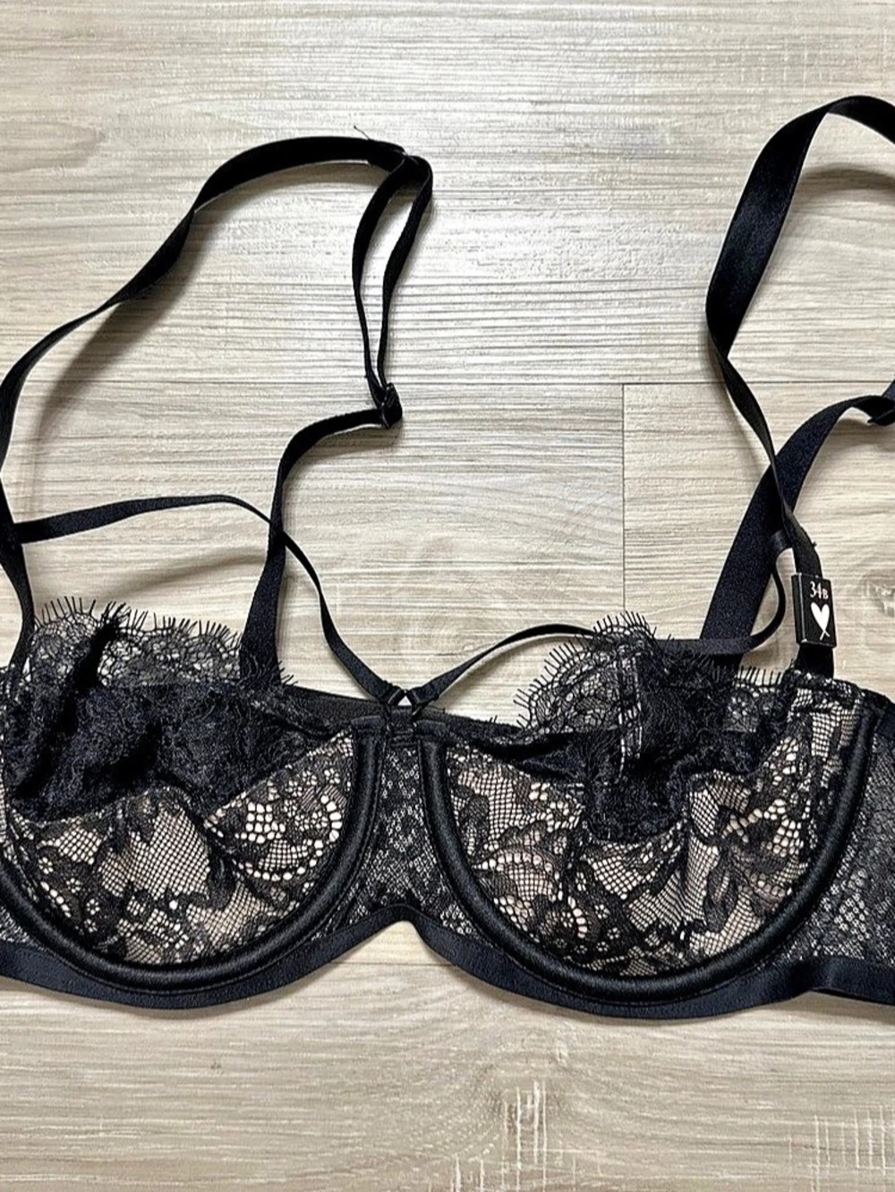 Victoria's Secret Very Sexy Balconet Bra Black Lace Size 34B